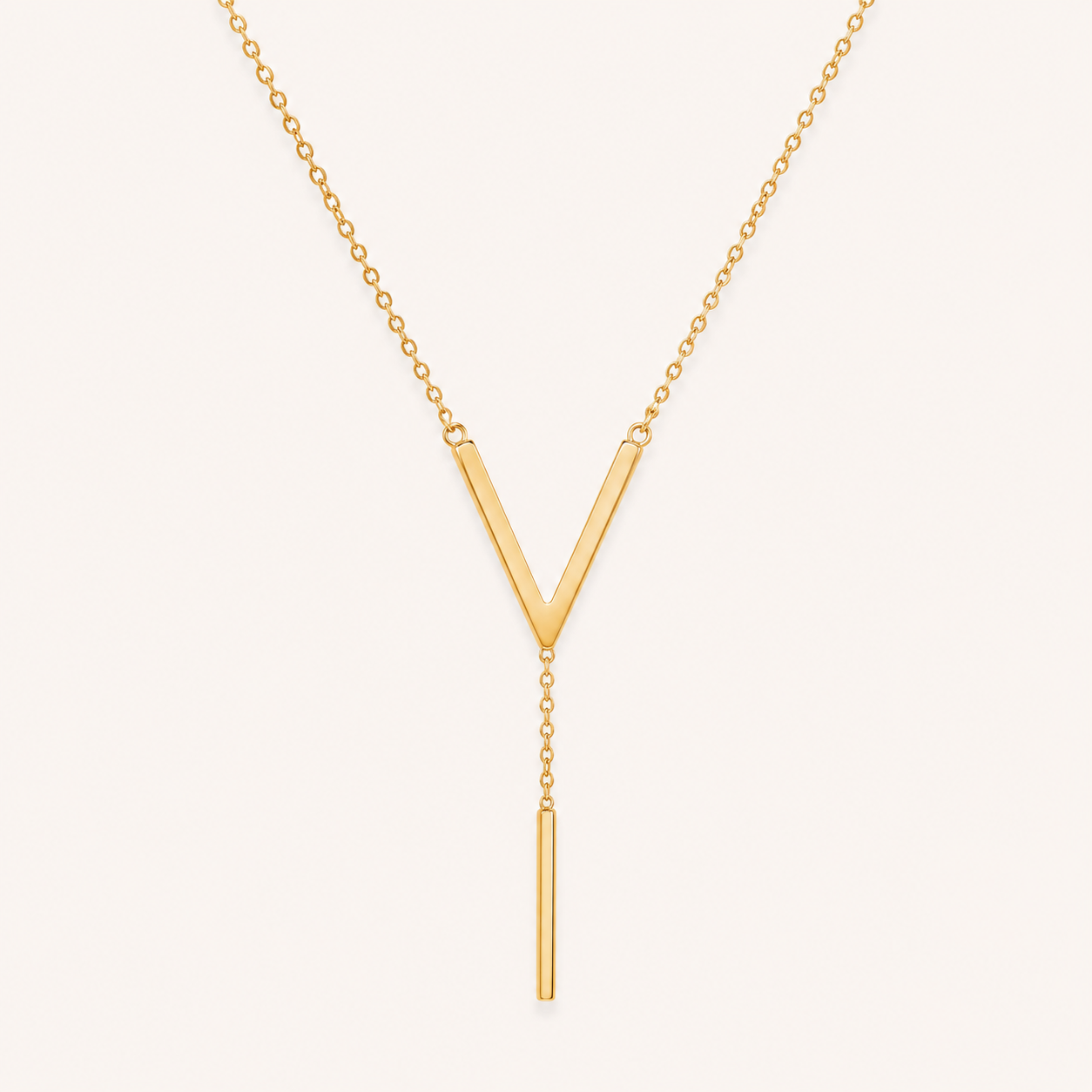 Golden Initial V Letter Necklace