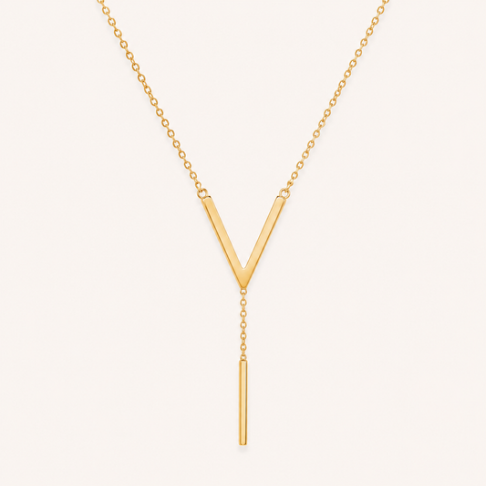 Golden Initial V Letter Necklace
