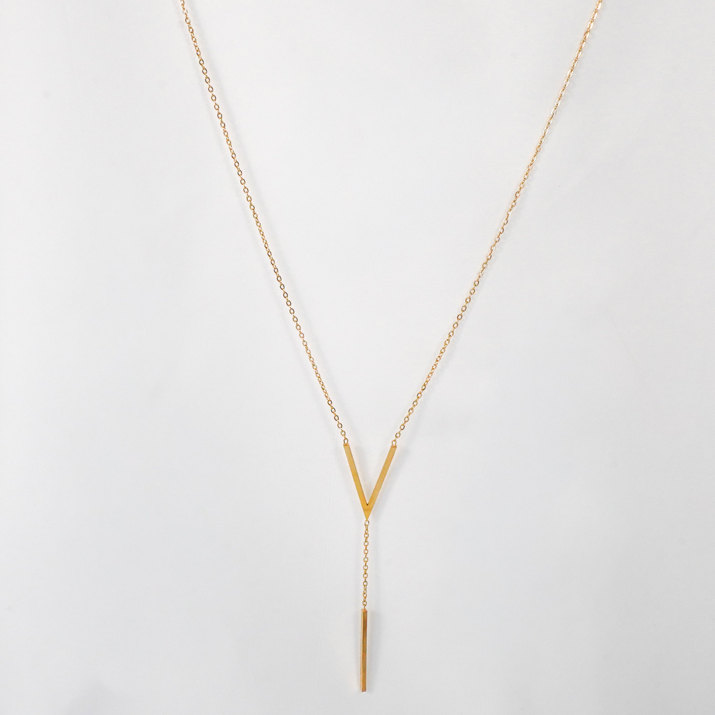 Golden Initial V Letter Necklace