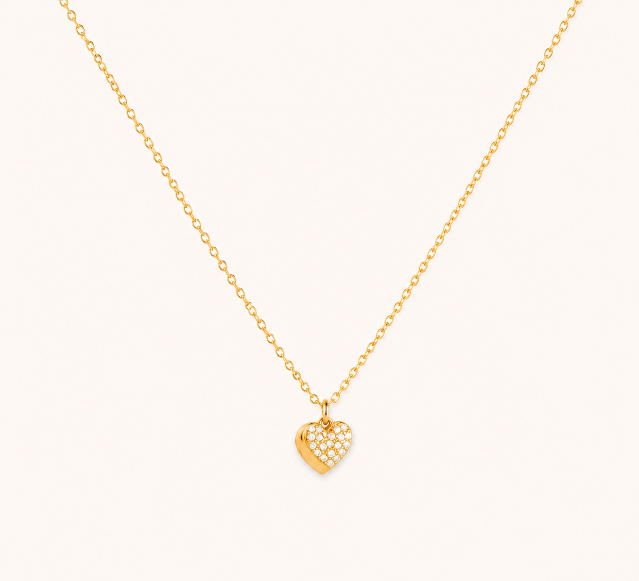 White Gold Finish Glam Heart Necklace