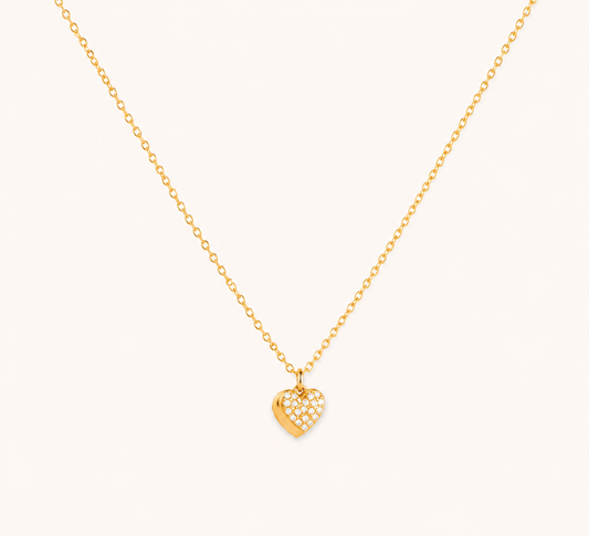 White Gold Finish Glam Heart Necklace