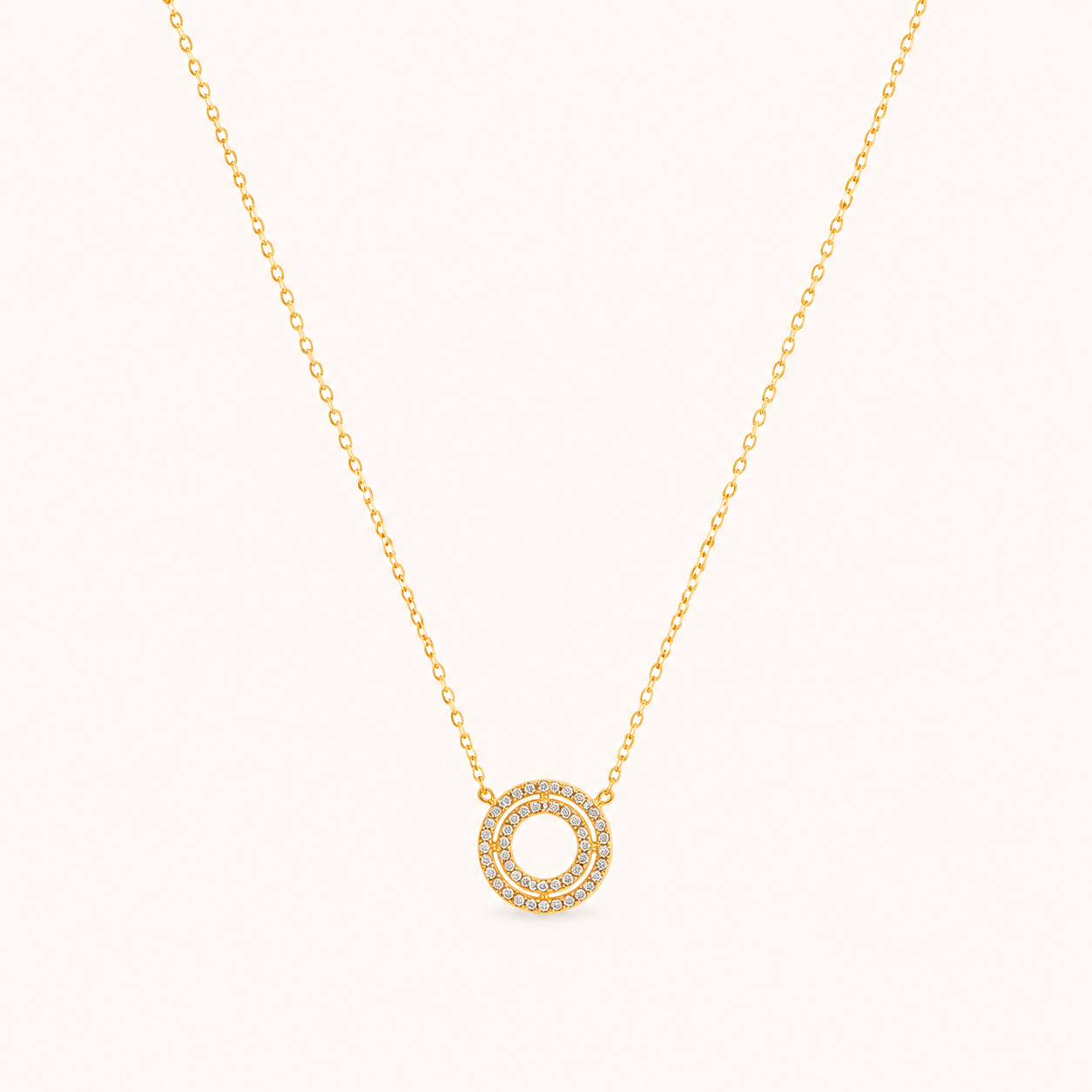 Double Ring Circle Luxury Gold Necklace