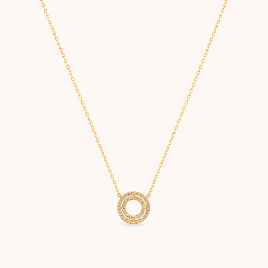 Double Ring Circle Luxury Gold Necklace