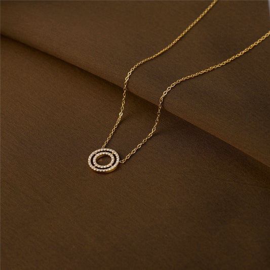 Double Ring Circle Luxury Gold Necklace