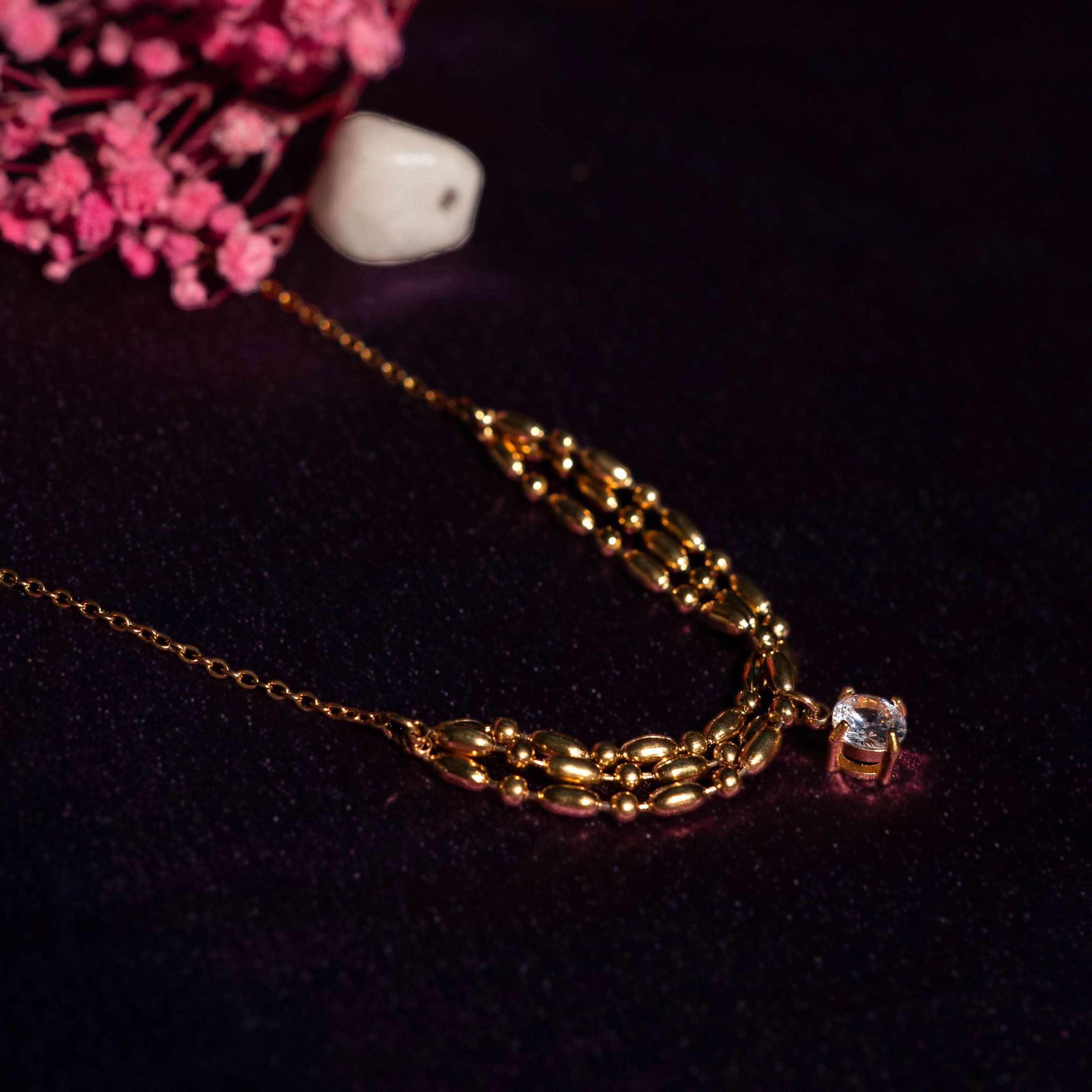 Multi-Layer Heart Diamond Look Necklace