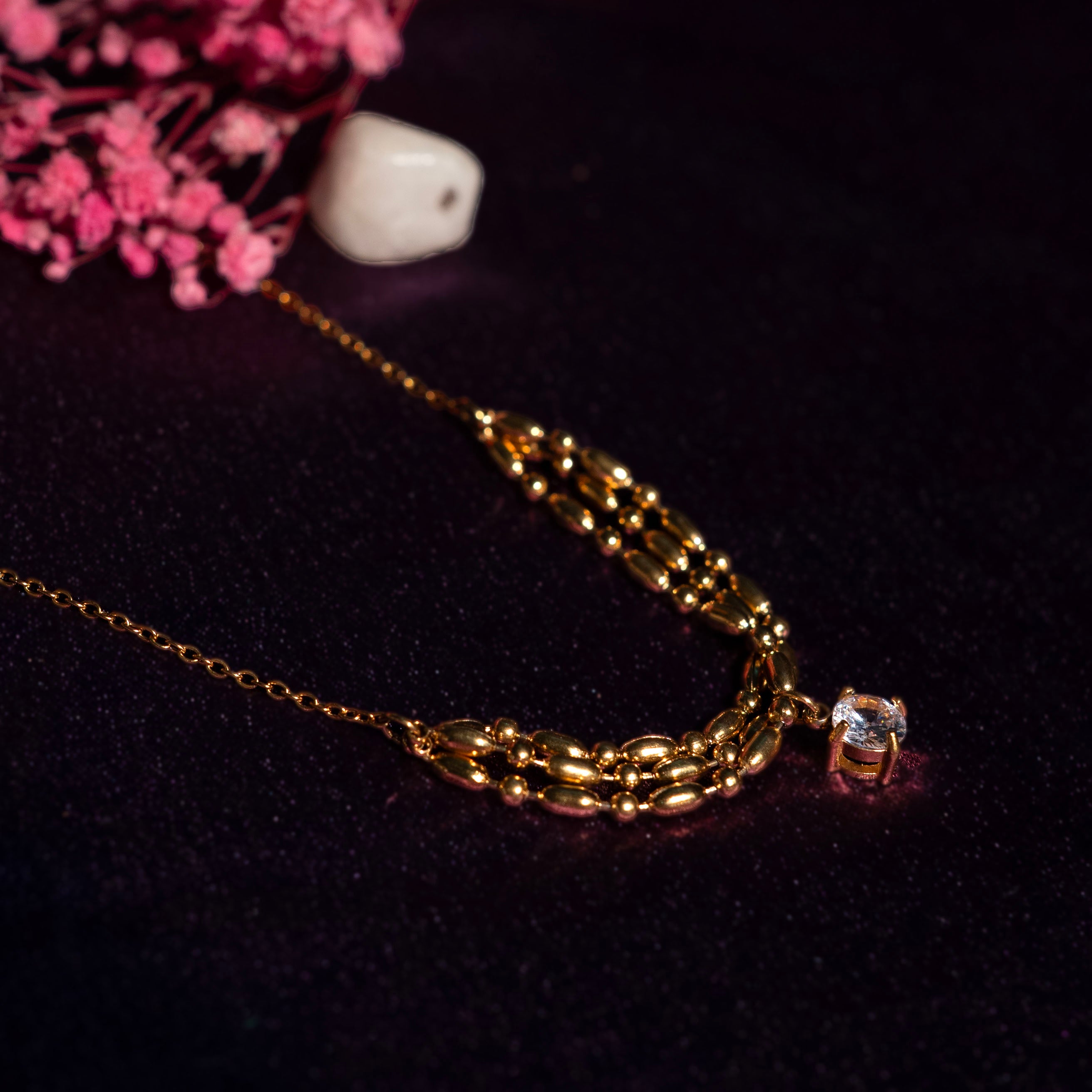 Multi-Layer Heart Diamond Look Necklace
