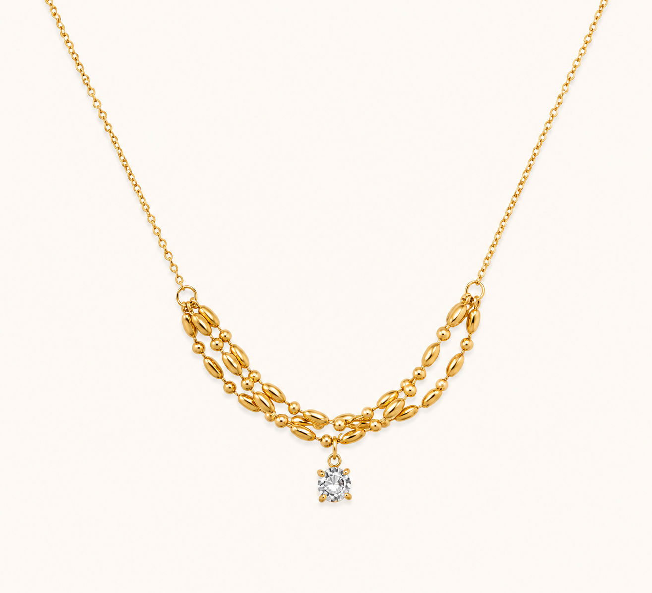 Multi-Layer Heart Diamond Look Necklace