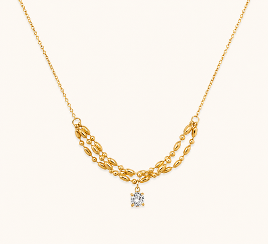 Multi-Layer Heart Diamond Look Necklace