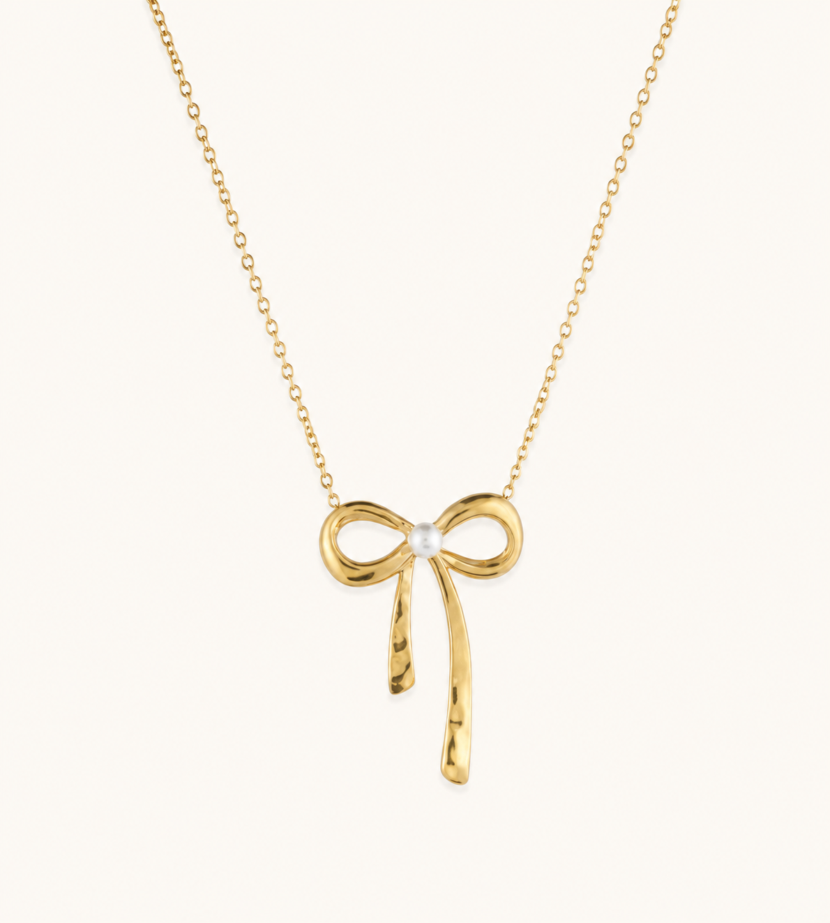 Heart Bow Tie Gold Pendant Necklace