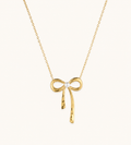 Heart Bow Tie Gold Pendant Necklace