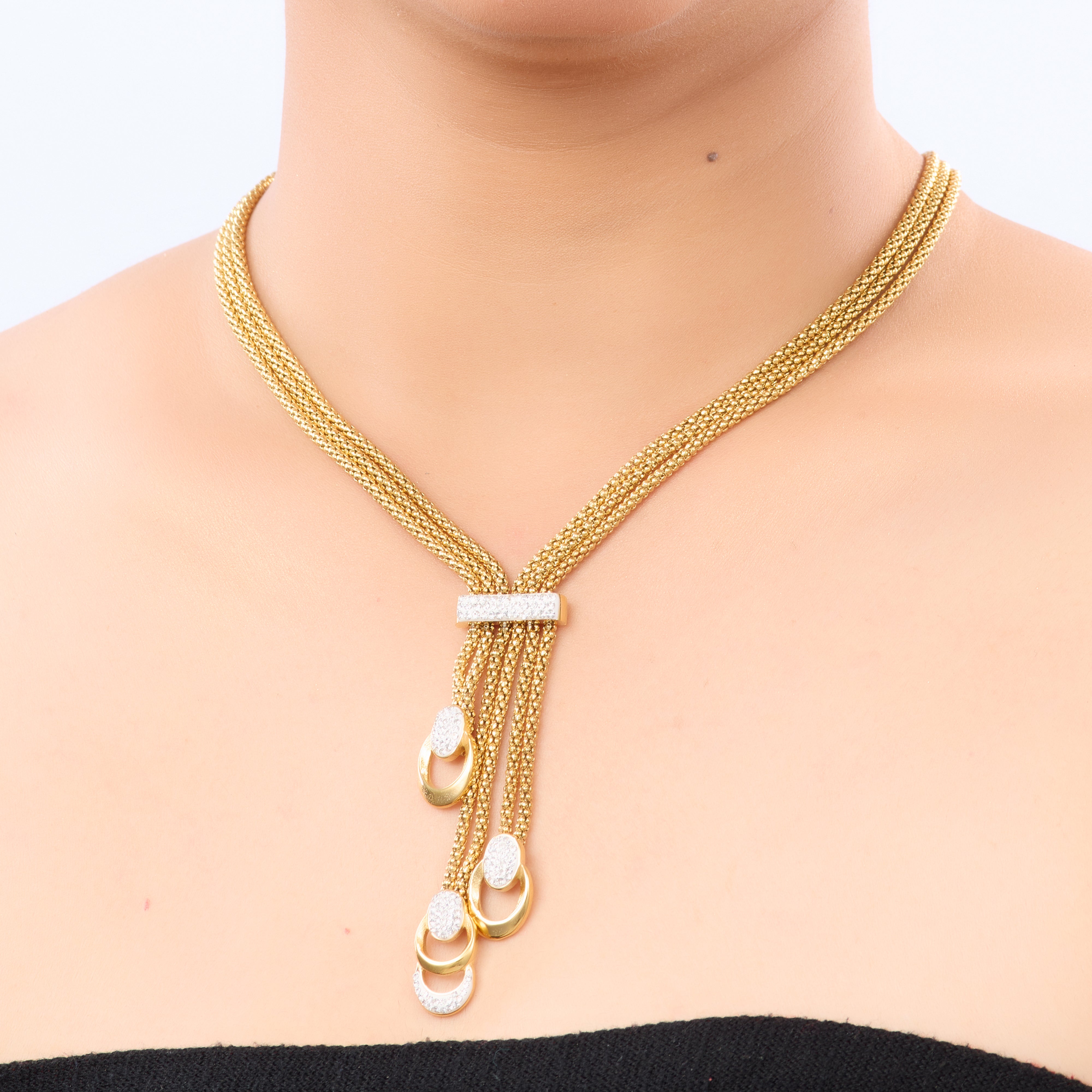 Layered Belt-Style Rhinestone Necklace