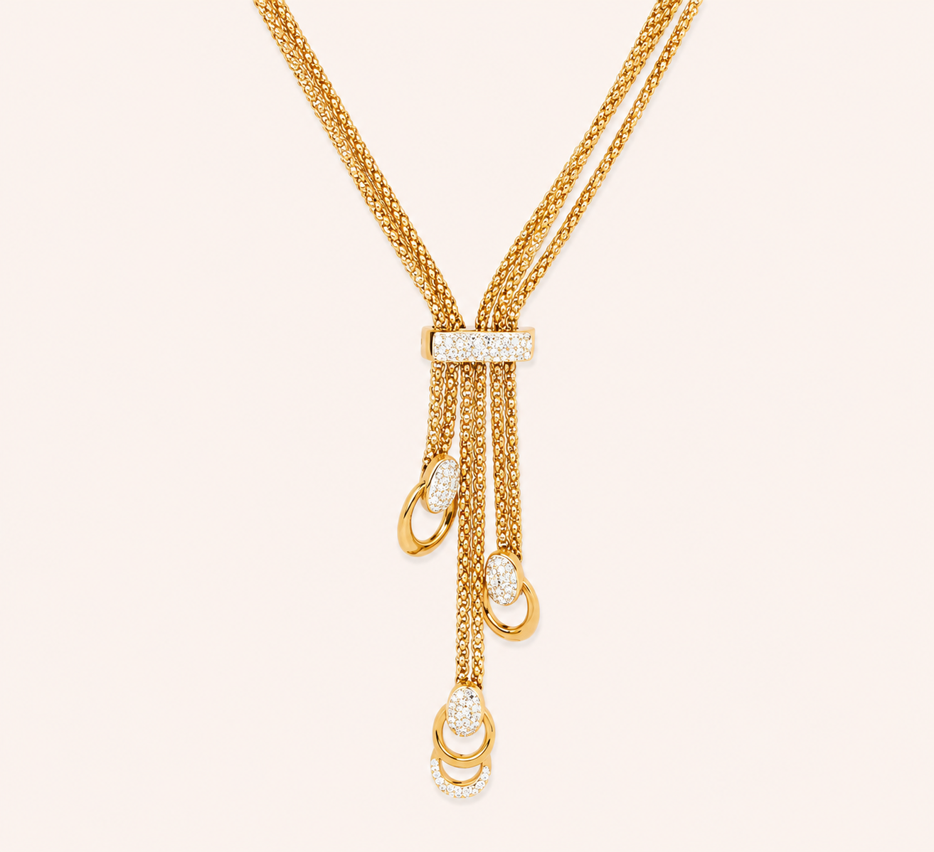 Layered Belt-Style Rhinestone Necklace