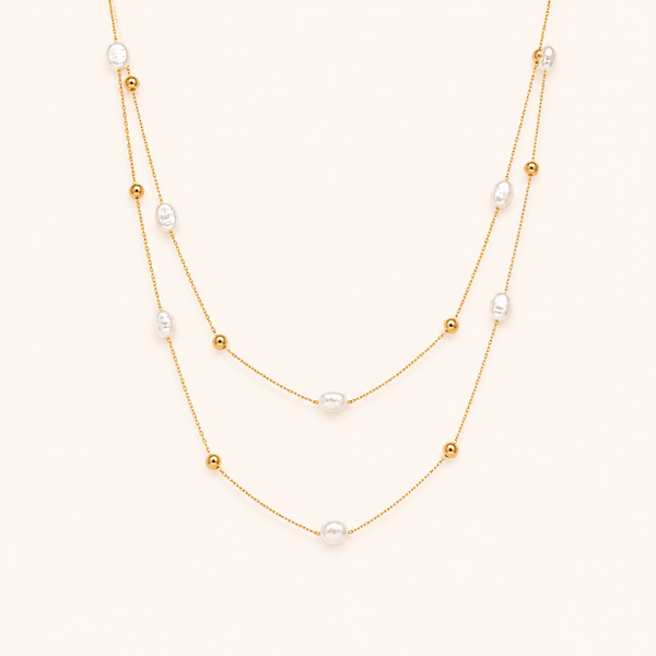 Pearl Bead Double Layer Necklace