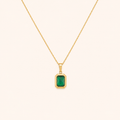 Retro Green Square Pendant Necklace