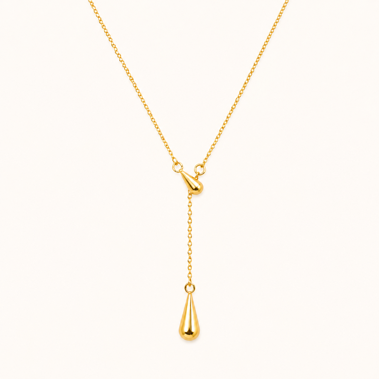 Golden Water Drop Pendant Necklace