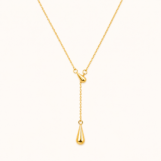 Golden Water Drop Pendant Necklace