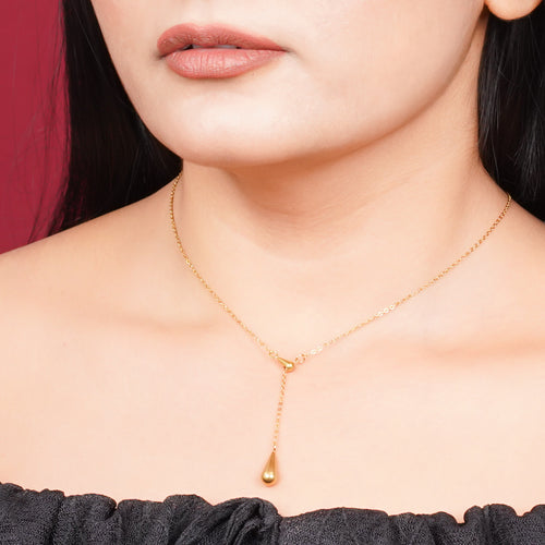 Golden Water Drop Pendant Necklace