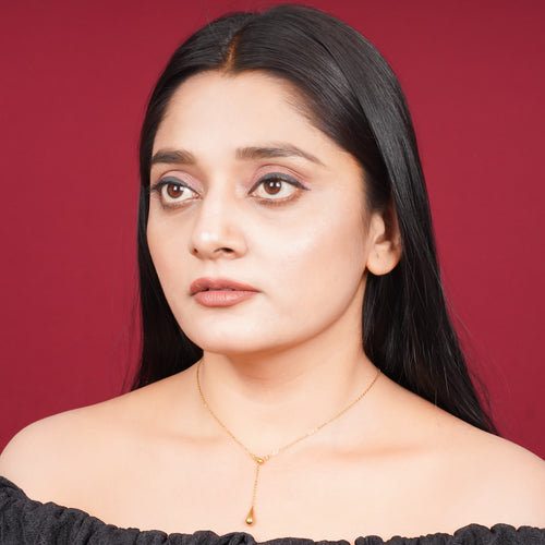 Golden Water Drop Pendant Necklace