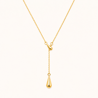 Golden Water Drop Pendant Necklace