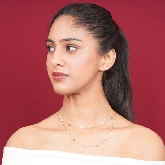 Pearl Bead Double Layer Necklace