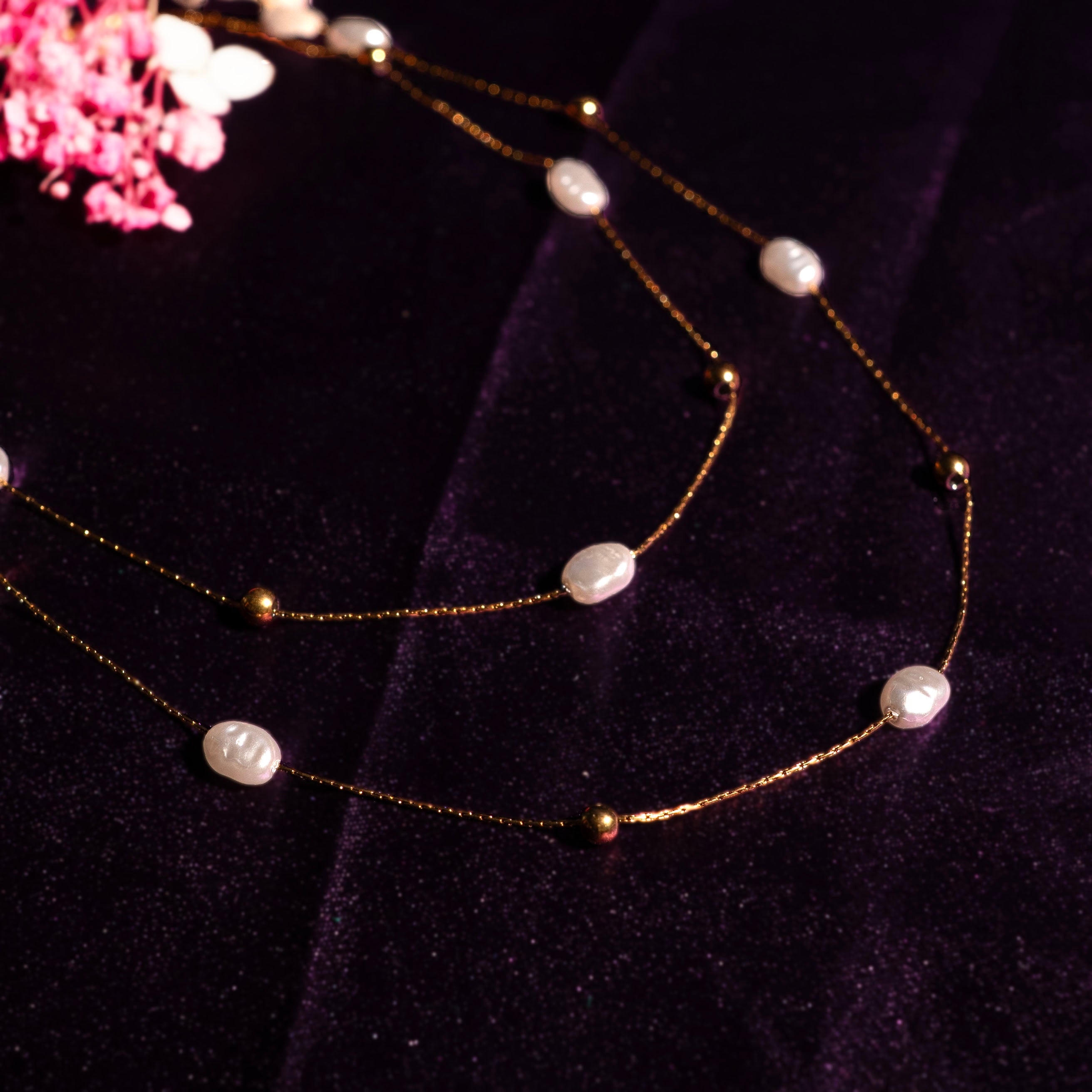 Pearl Bead Double Layer Necklace