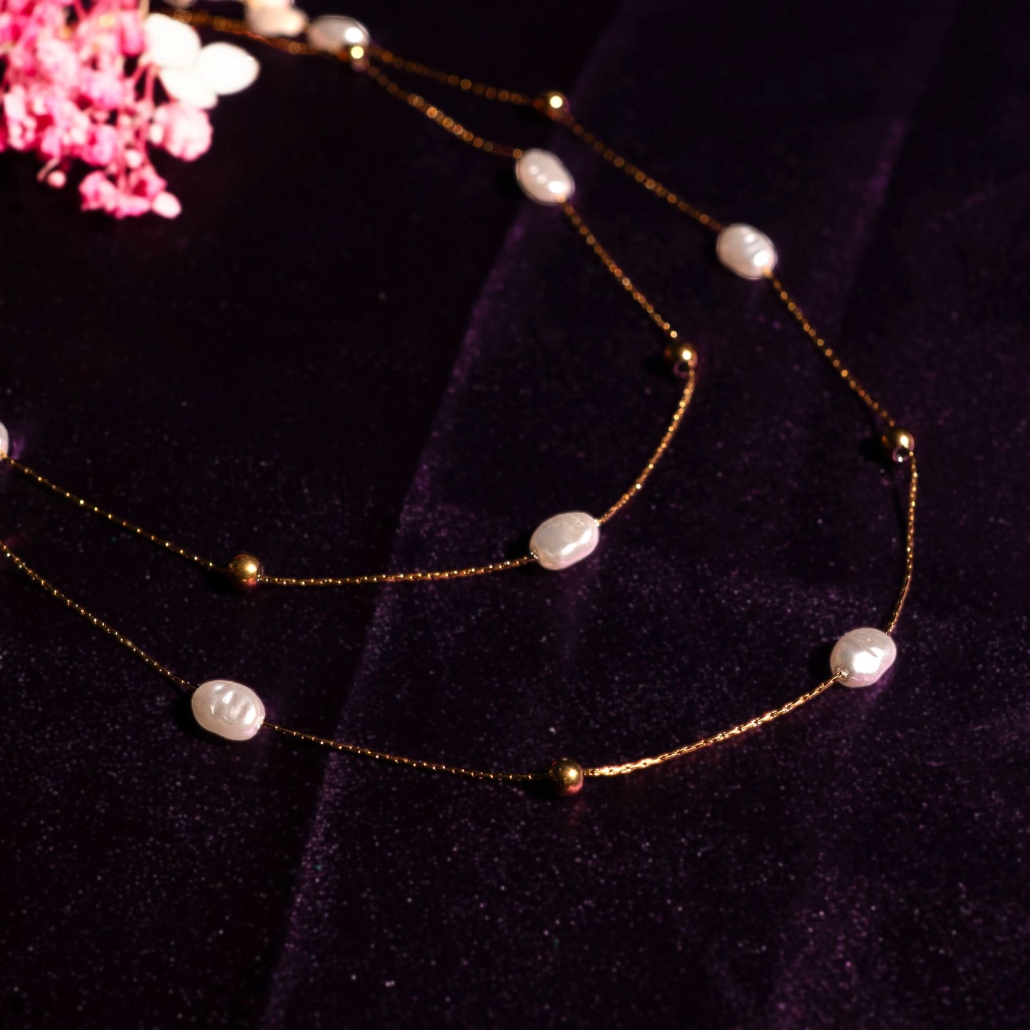 Pearl Bead Double Layer Necklace