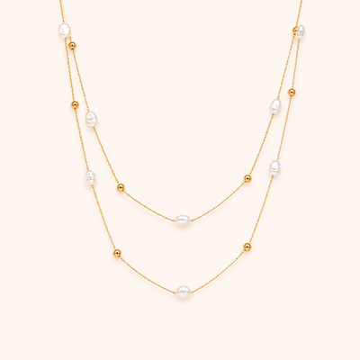 Pearl Bead Double Layer Necklace
