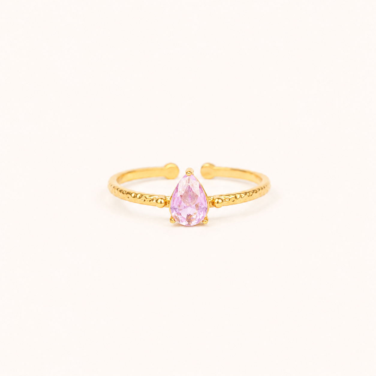 Pink Petal Solitaire Ring