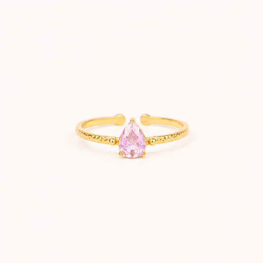 Pink Petal Solitaire Ring