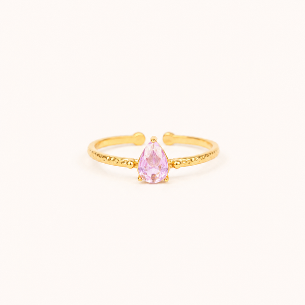 Pink Petal Solitaire Ring
