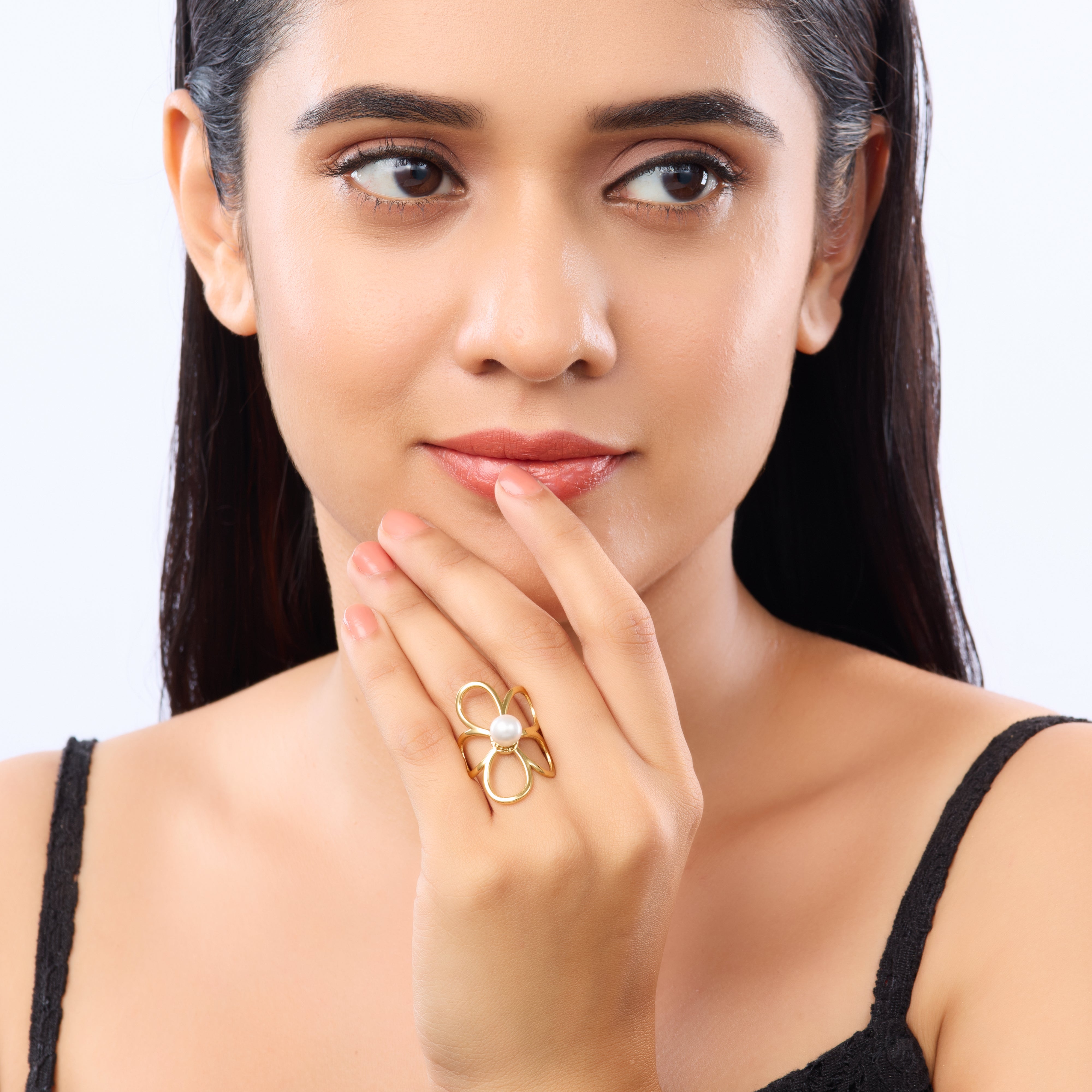 Golden Petal Statement Ring