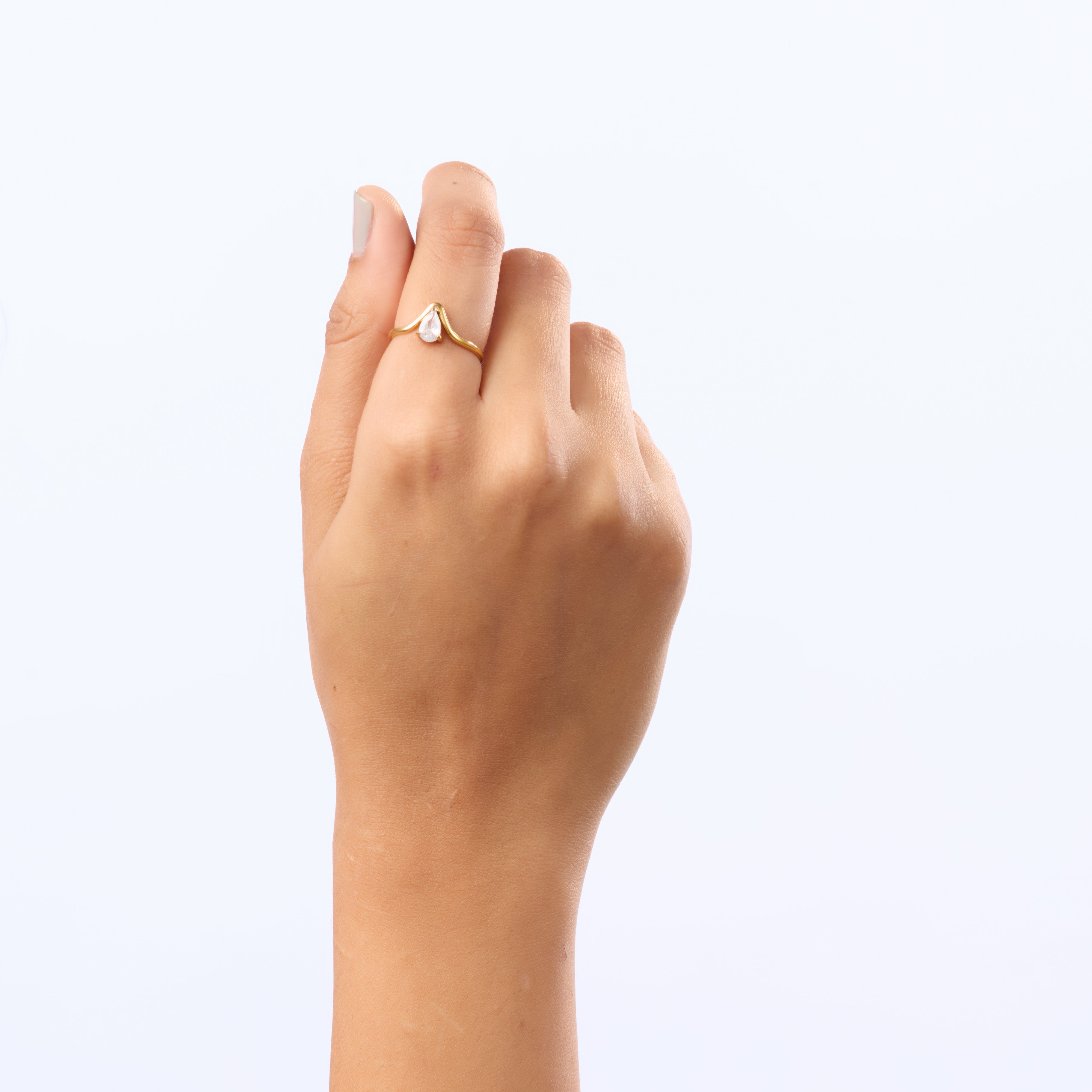 Gilded V-Pear Solitaire