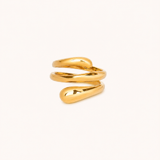 Liquid Aura Teardrop Gold Wrap Ring