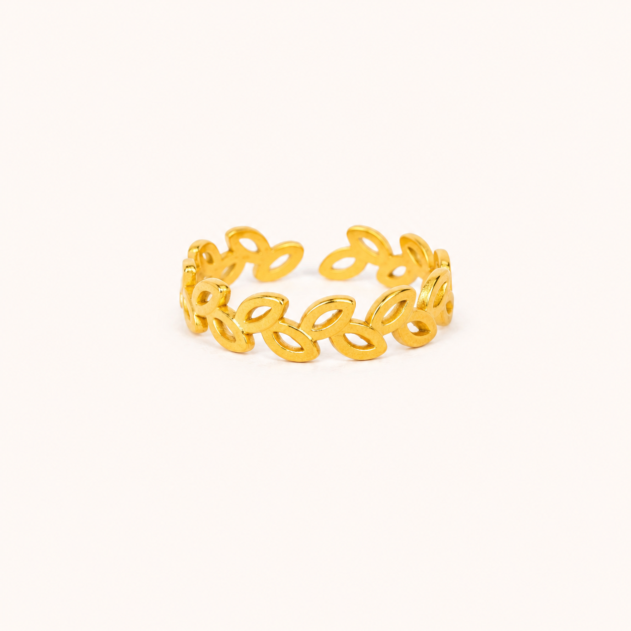 Golden Leaf Whisper Open Ring