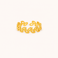 Golden Leaf Whisper Open Ring