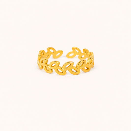 Golden Leaf Whisper Open Ring