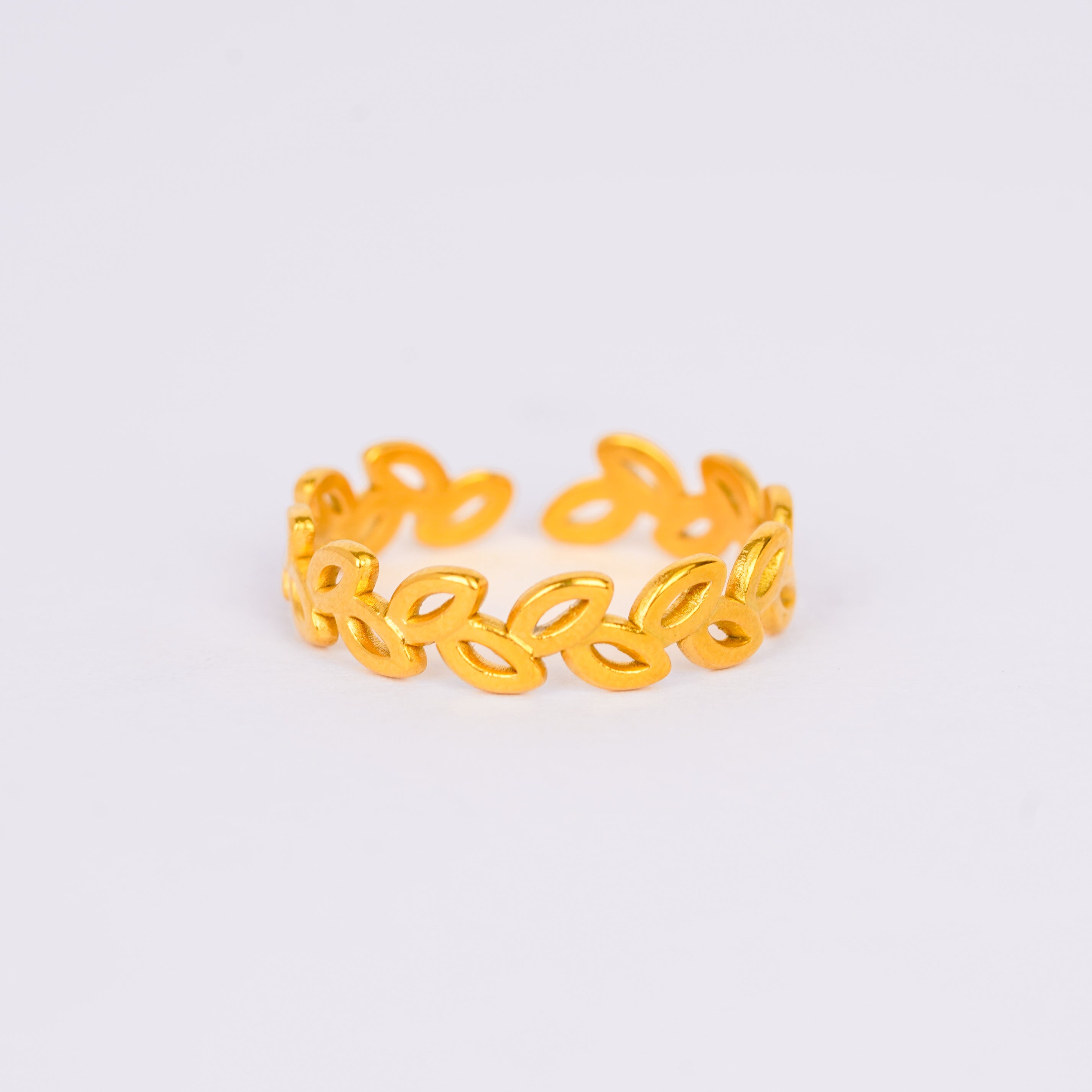 Golden Leaf Whisper Open Ring