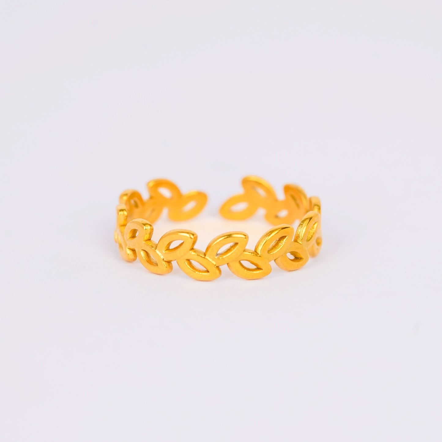 Golden Leaf Whisper Open Ring