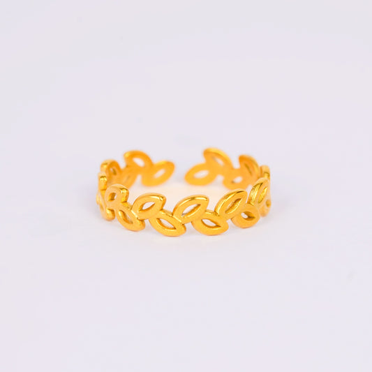 Golden Leaf Whisper Open Ring