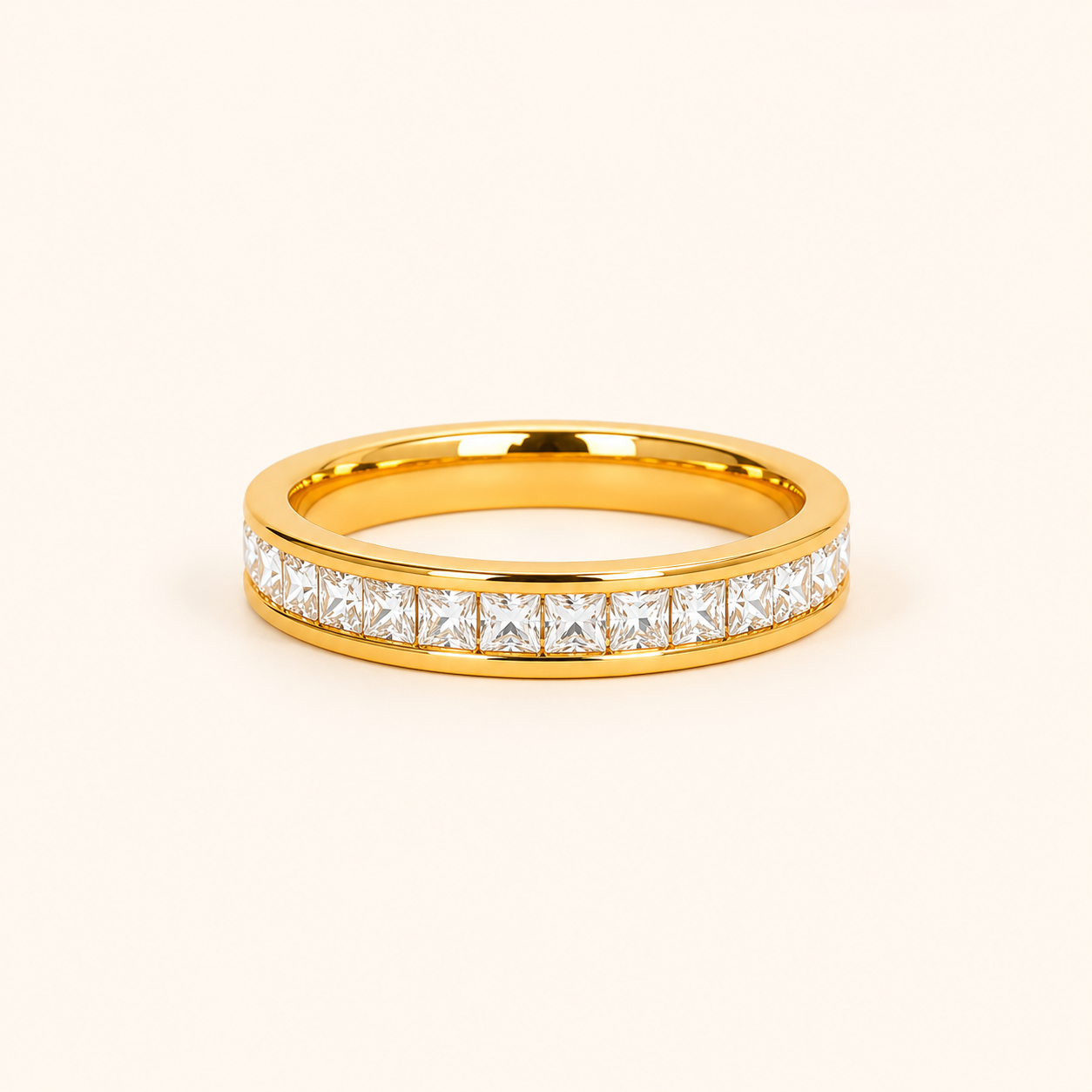 Elegant Crystal Inlay Gold Ring