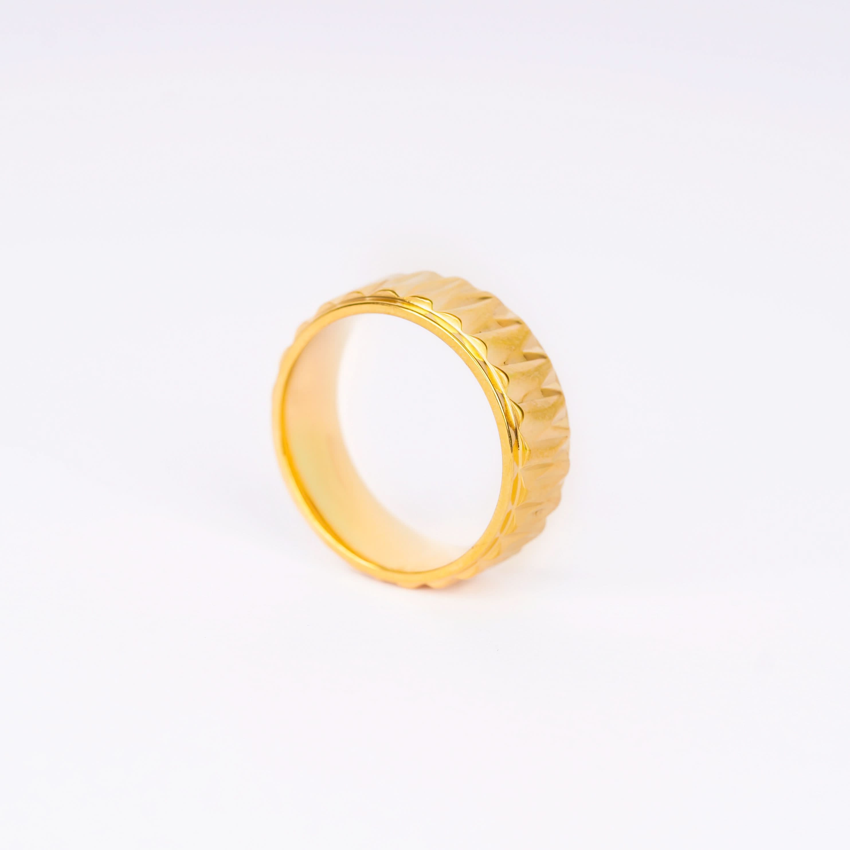 Premium Textured Pattern Gold Band Ring