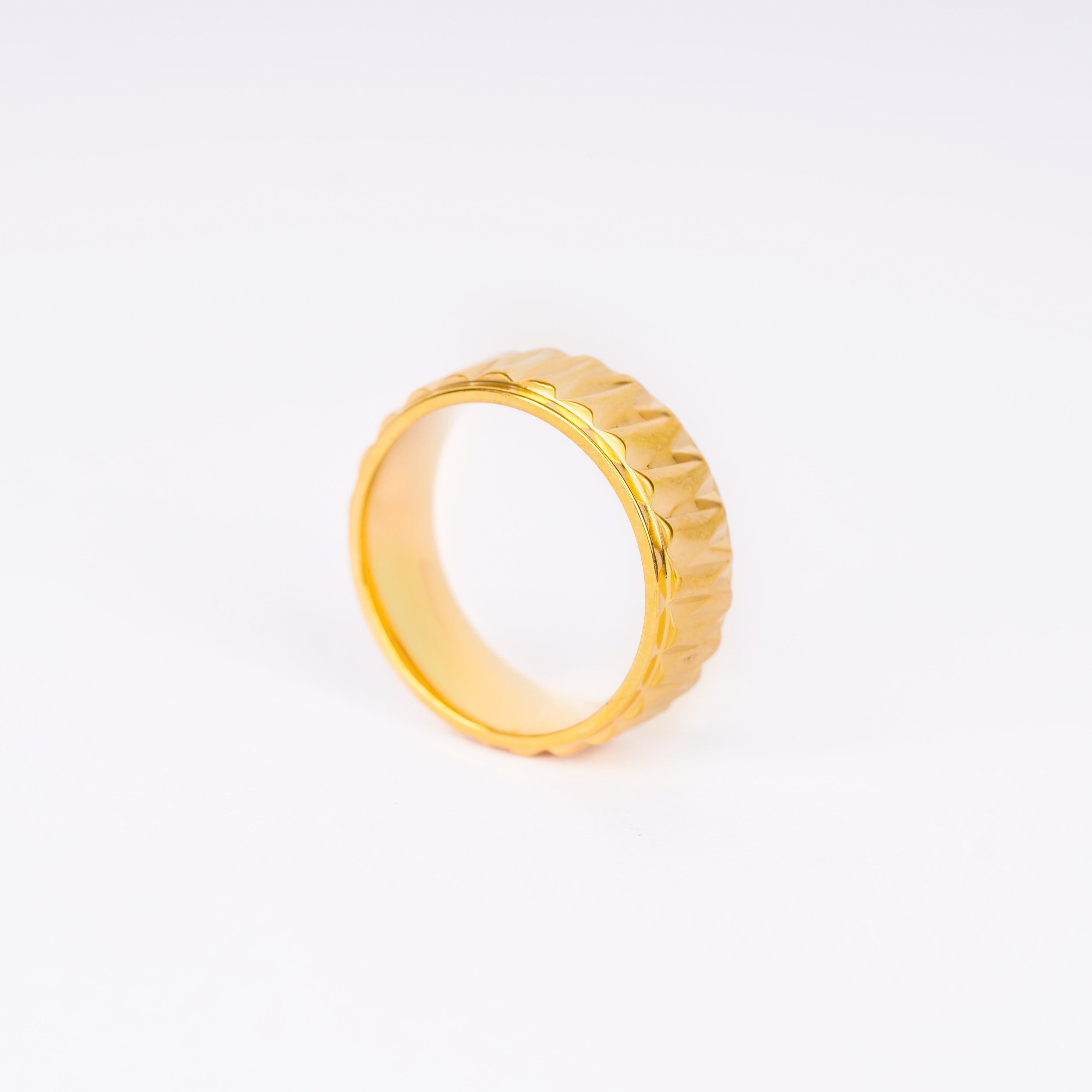 Premium Textured Pattern Gold Band Ring