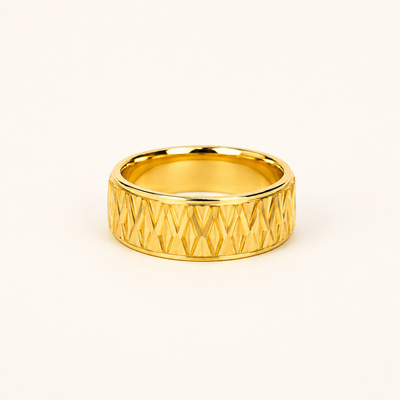Premium Textured Pattern Gold Band Ring