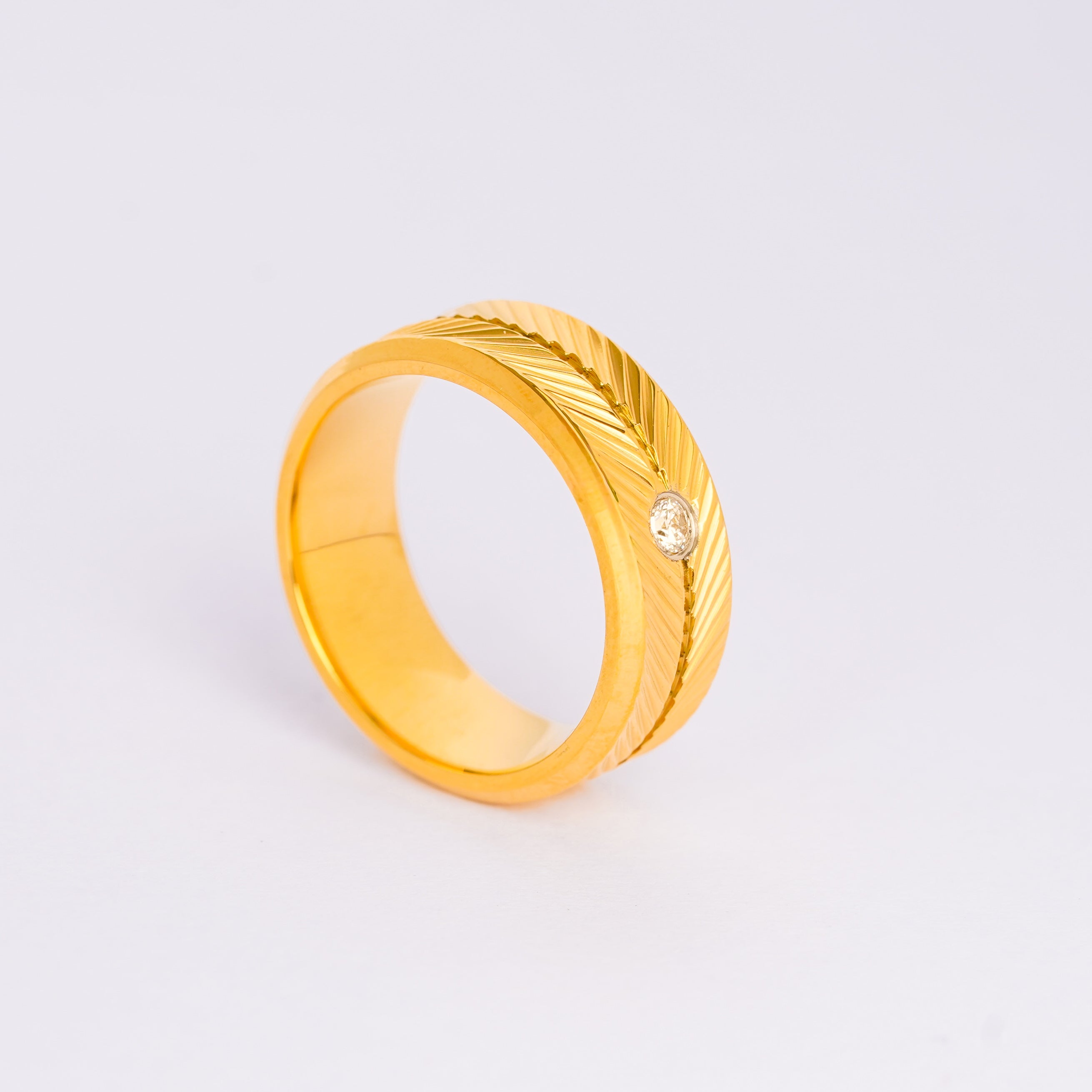 Premium Textured Stone Accent Gold Ring