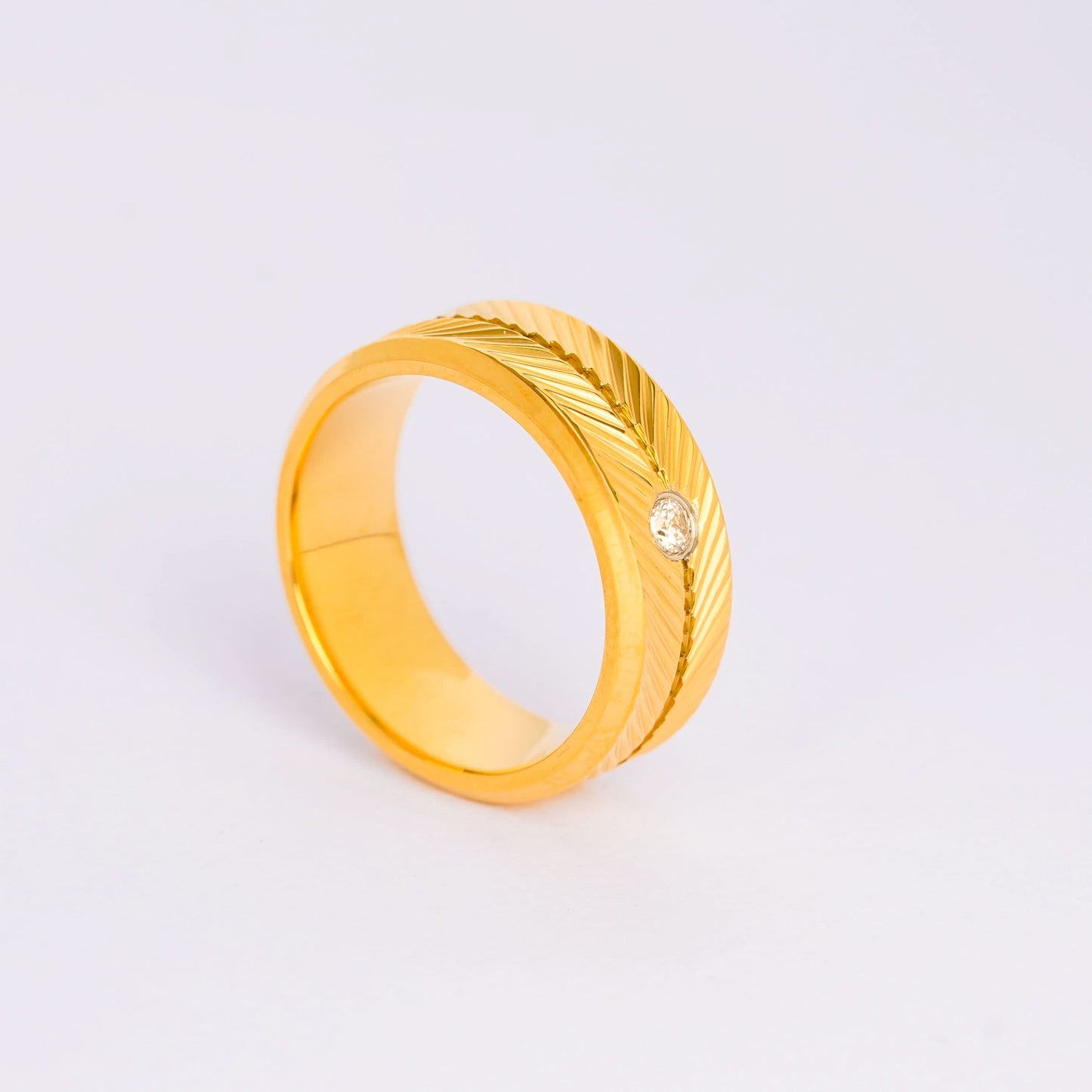 Premium Textured Stone Accent Gold Ring