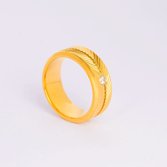 Premium Textured Stone Accent Gold Ring