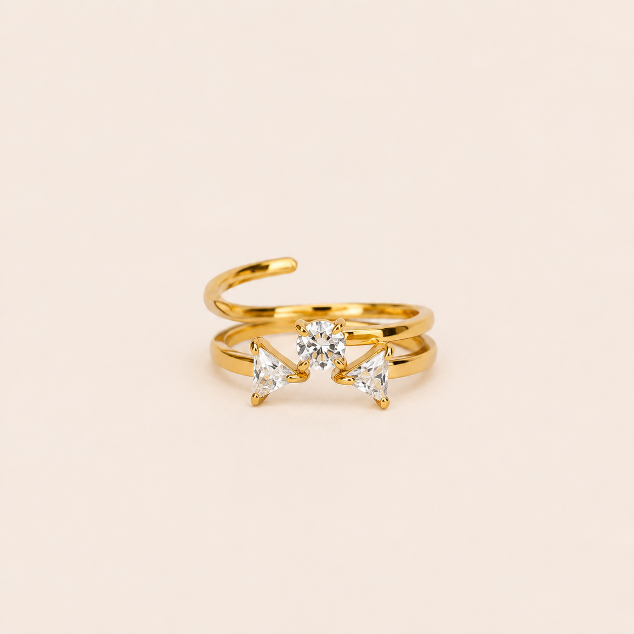 Modern Open Gold Triangle Ring