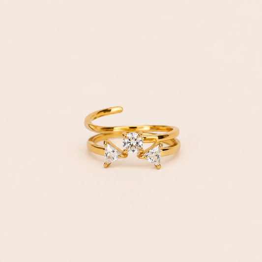 Modern Open Gold Triangle Ring