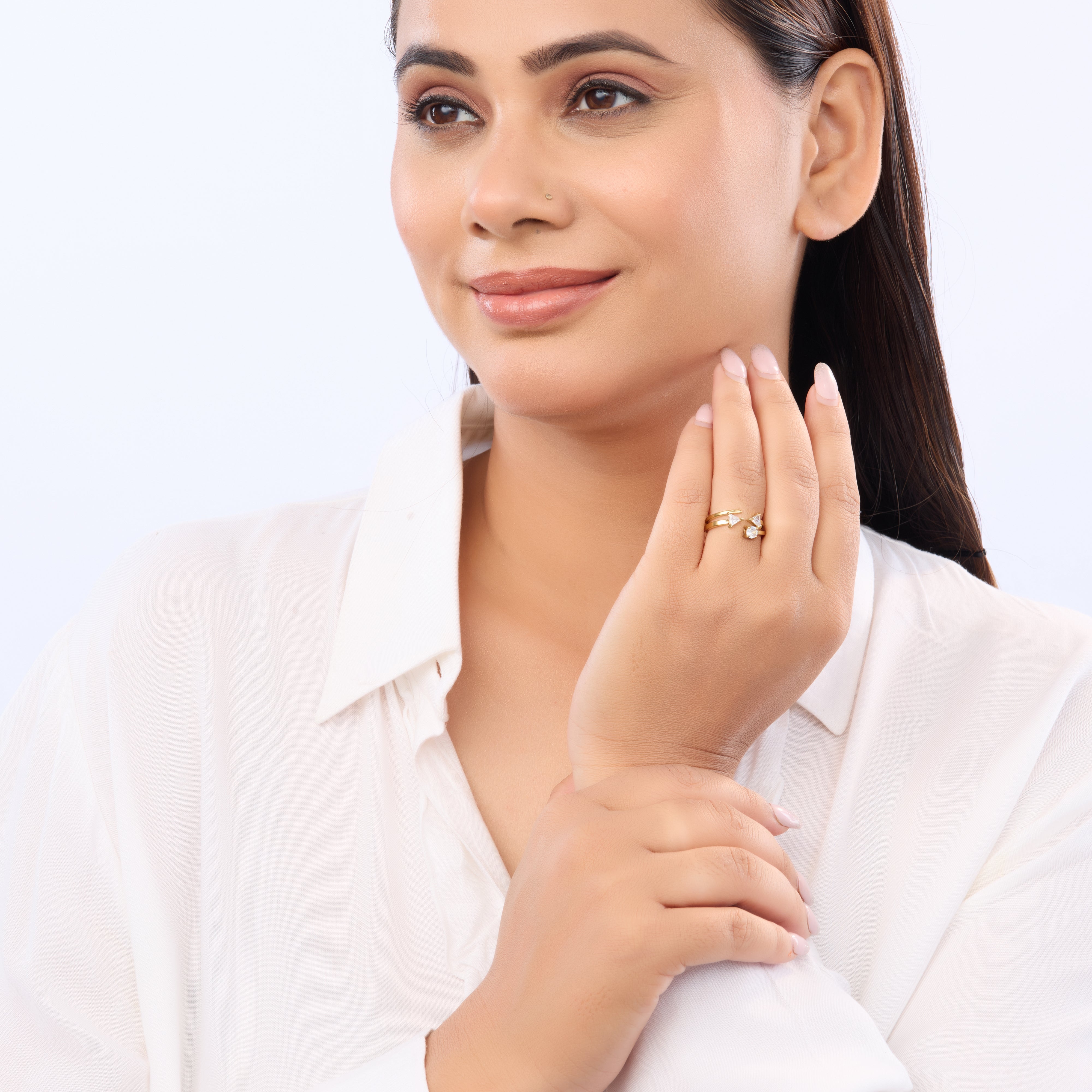Modern Open Gold Triangle Ring