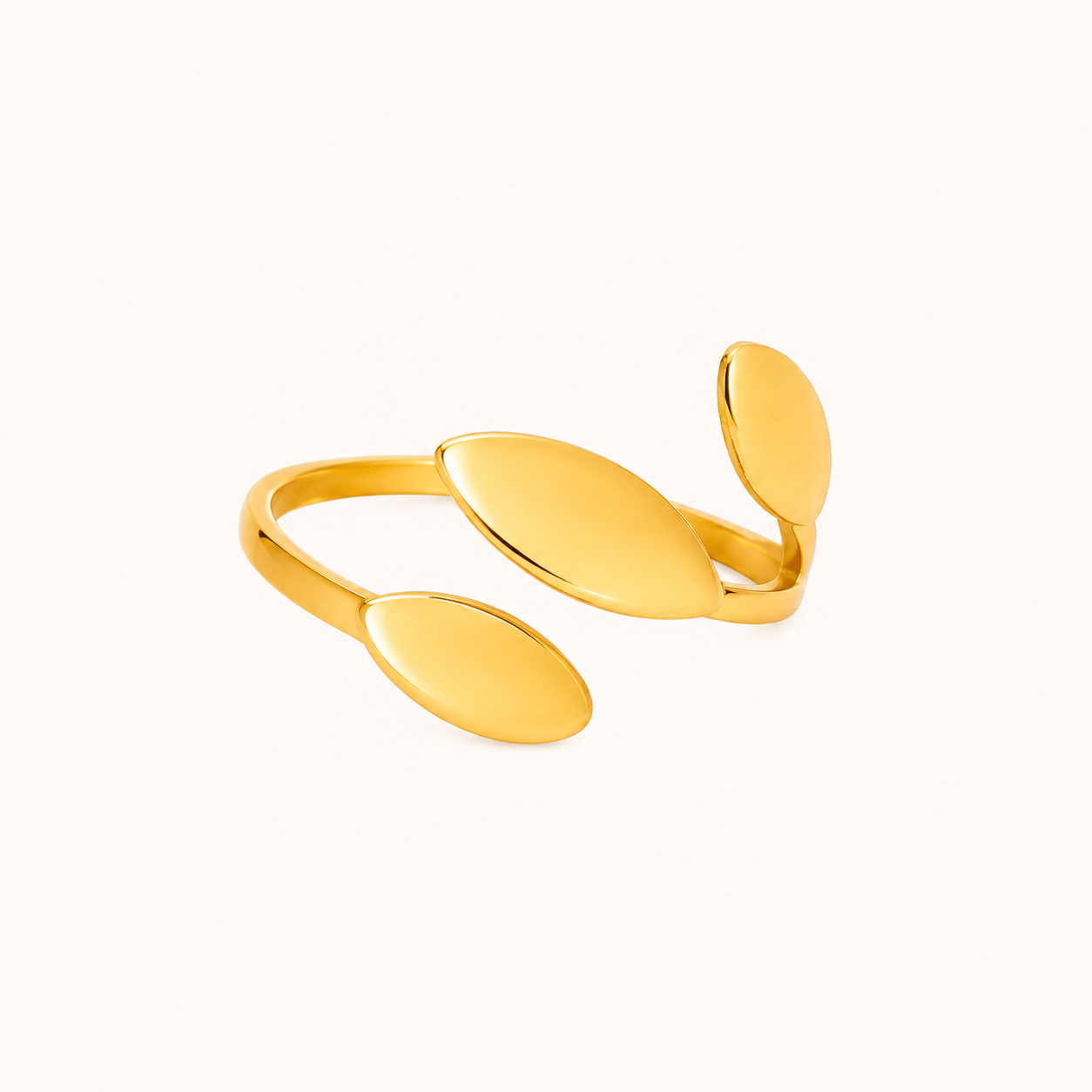 Leaf-Inspired Open Gold Ring